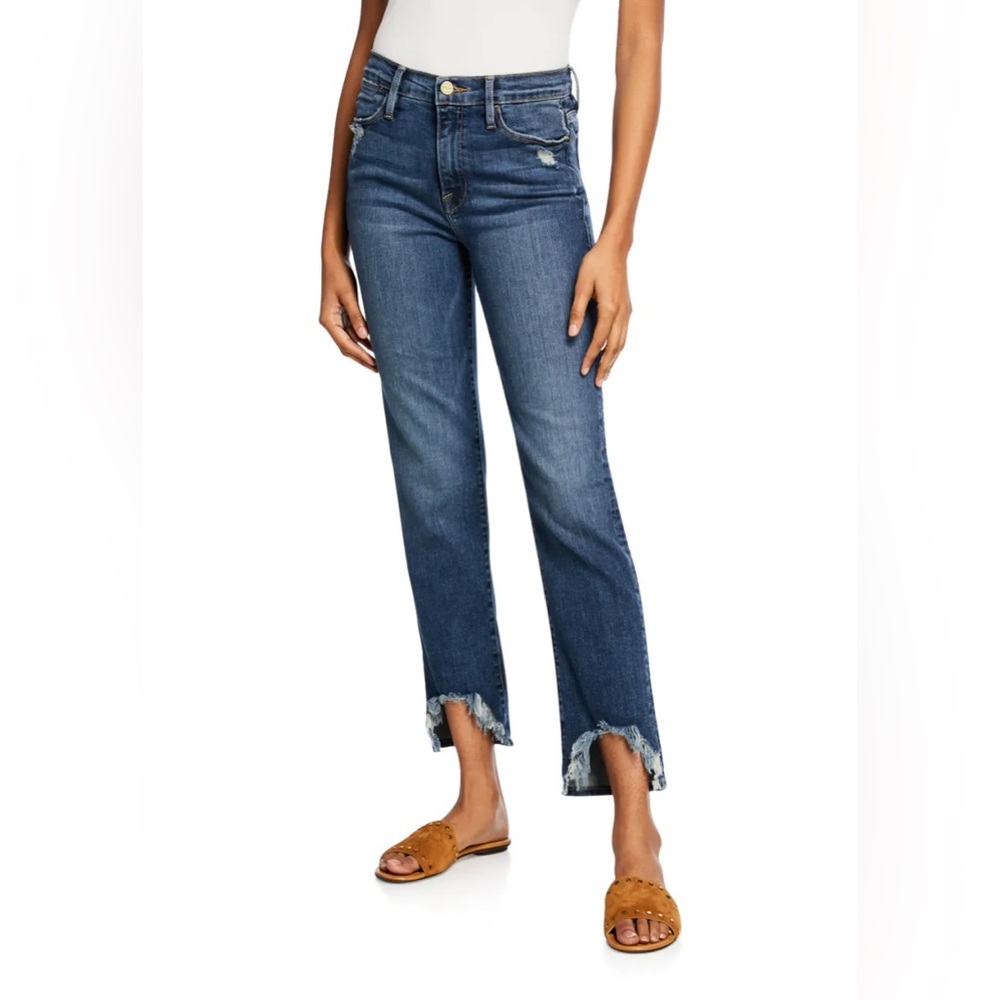 Frame Denim | Le High Straight Chewed Hem Ankle Jeans Size 25